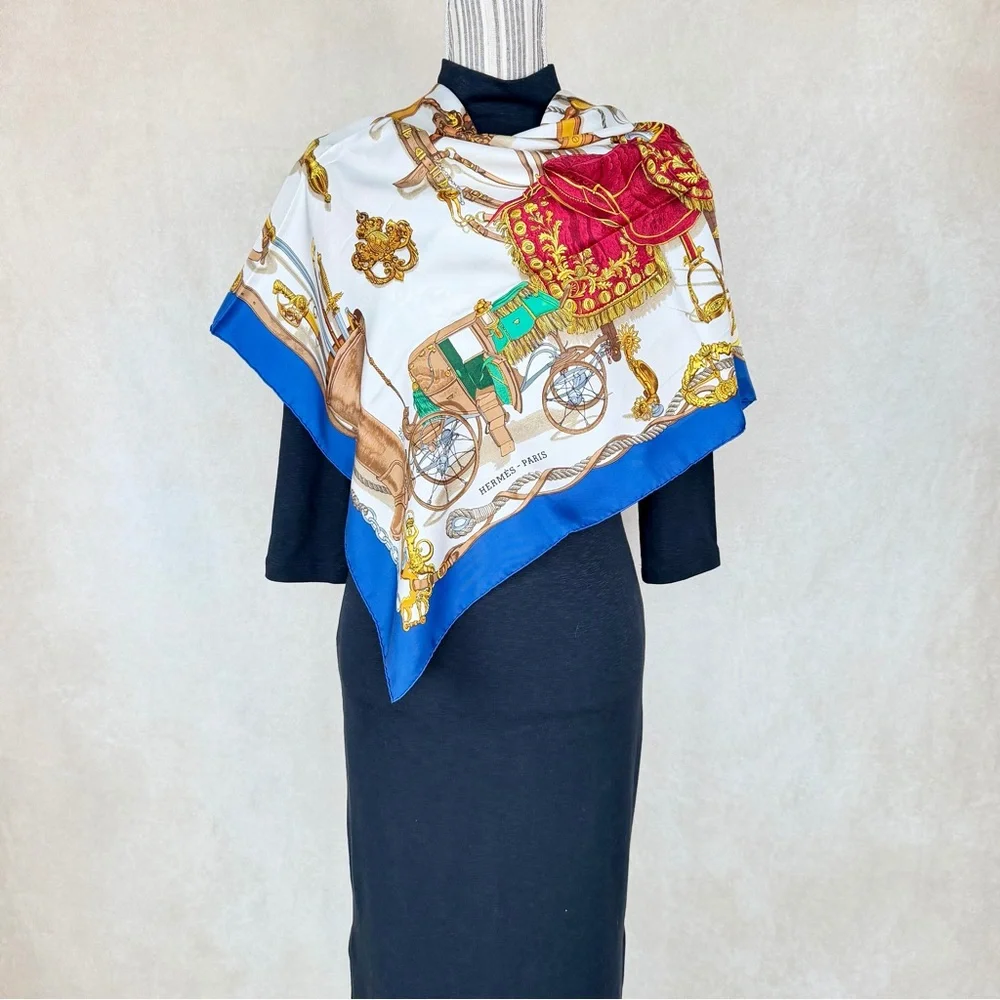Hermès Musée Silk Scarf Carré 90 Philippe Ledoux Blue Nautical With Box - Picture 3 of 15
